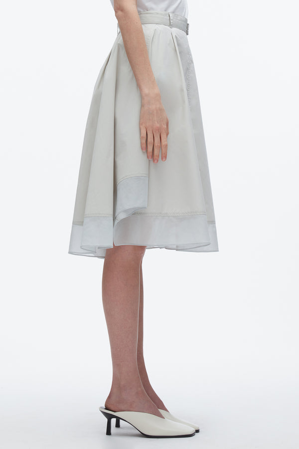 3.1 Phillip Lim Belted Flounce Skirt With Chiffon Combo GLACIER
