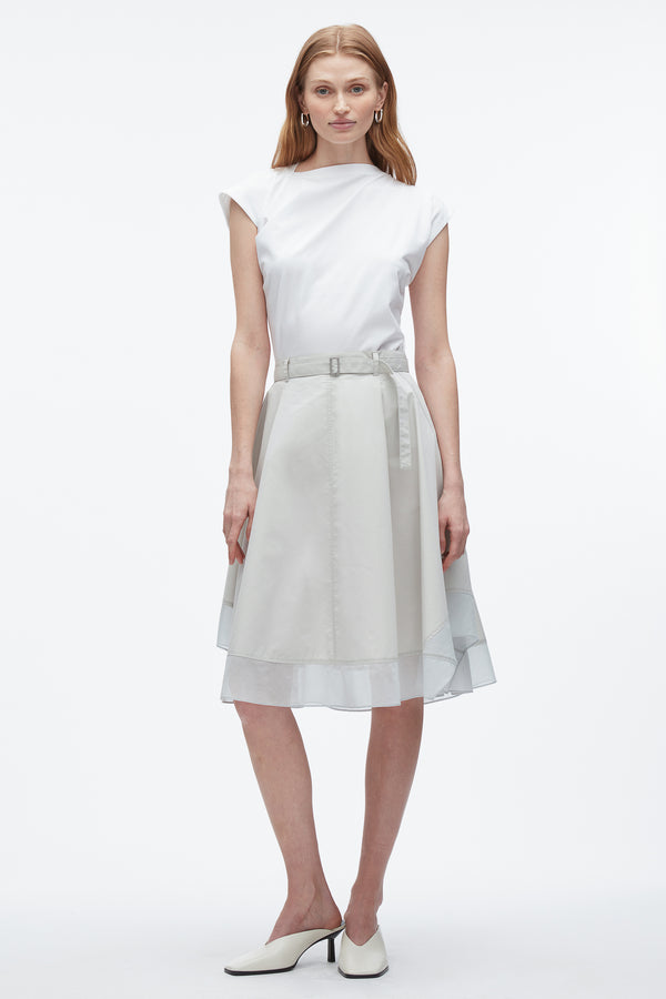 3.1 phillip lim Belted Flounce Skirt with Chiffon Combo GLACIER