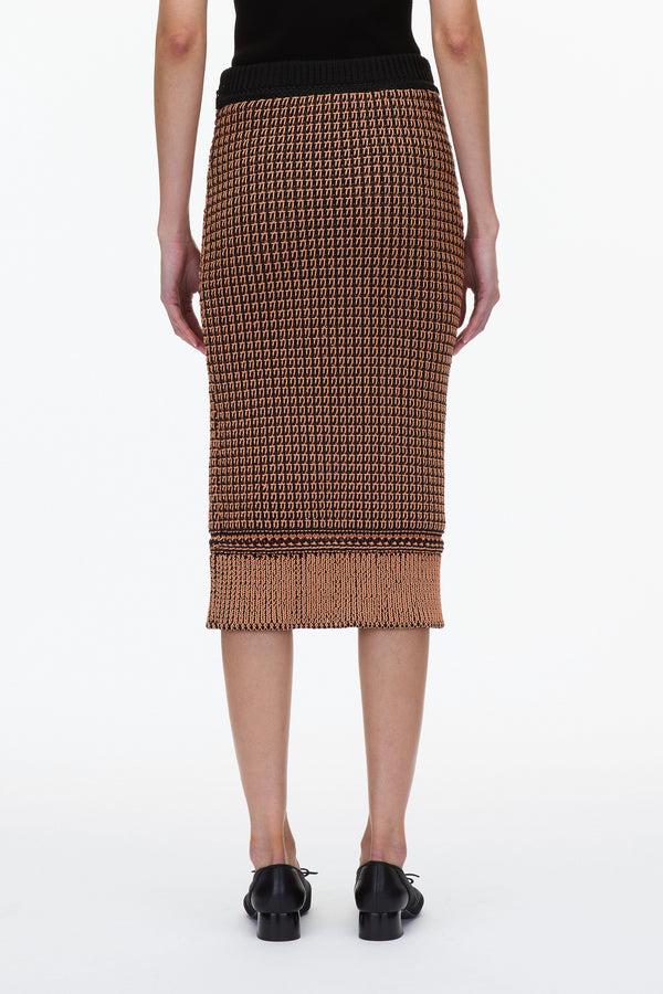 3.1 Phillip Lim Bi-Color Knit Pencil Skirt CLAY-BLK