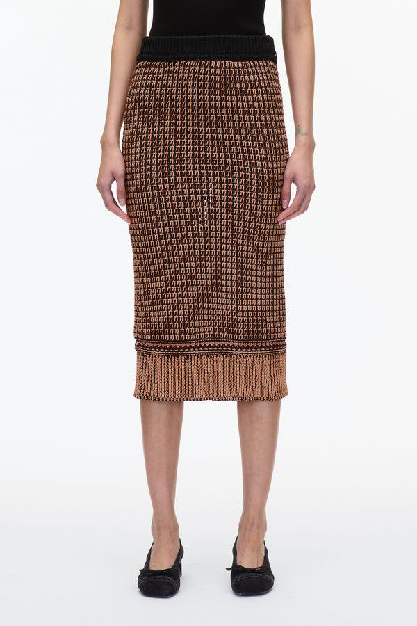 3.1 Phillip Lim Bi-Color Knit Pencil Skirt CLAY-BLK
