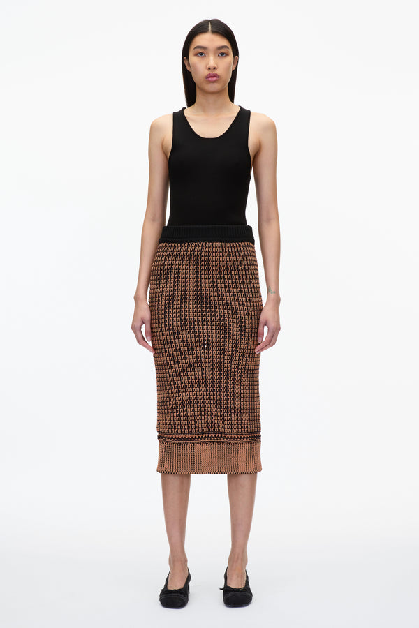 3.1 phillip lim Bi-Color Knit Pencil Skirt CLAY-BLK