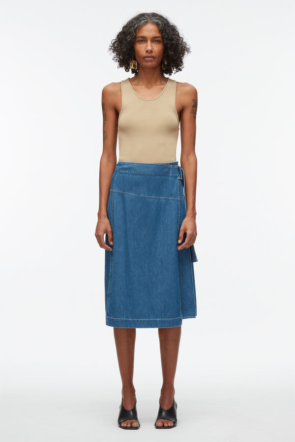 3.1 Phillip Lim Blooming Lotus Compact Rib Tank BLACK