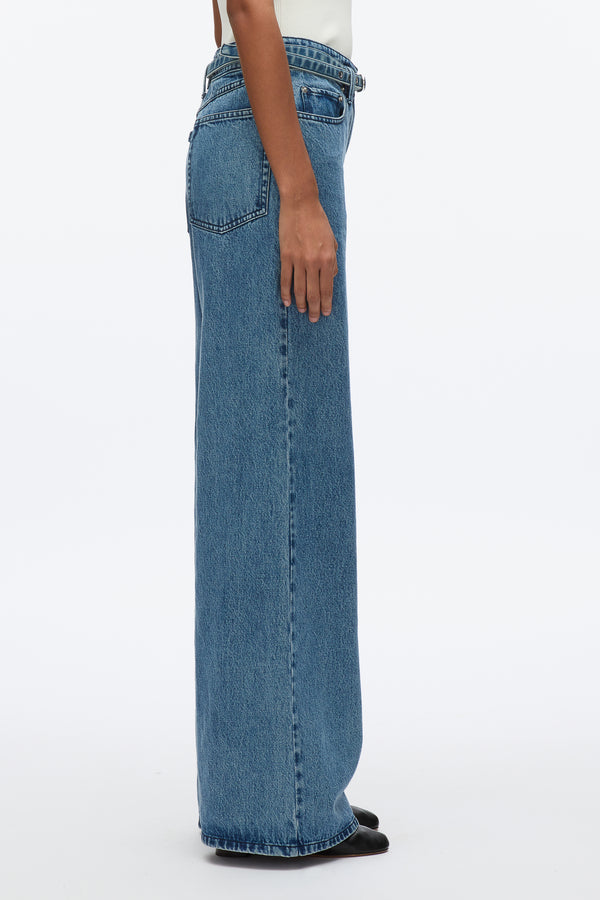 3.1 Phillip Lim Blue Demin Wide-Leg Belted Jeans BLUE