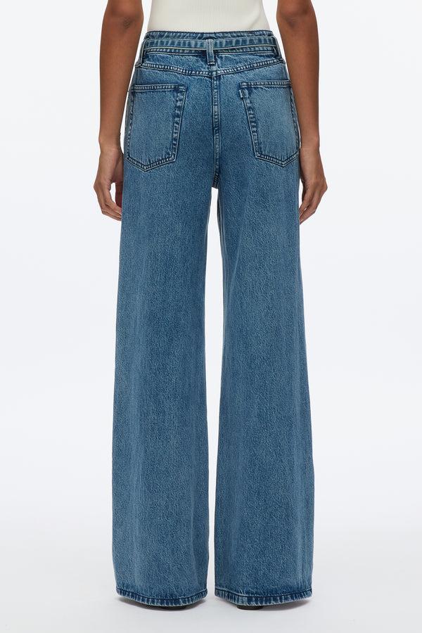 3.1 Phillip Lim Blue Demin Wide-Leg Belted Jeans BLUE