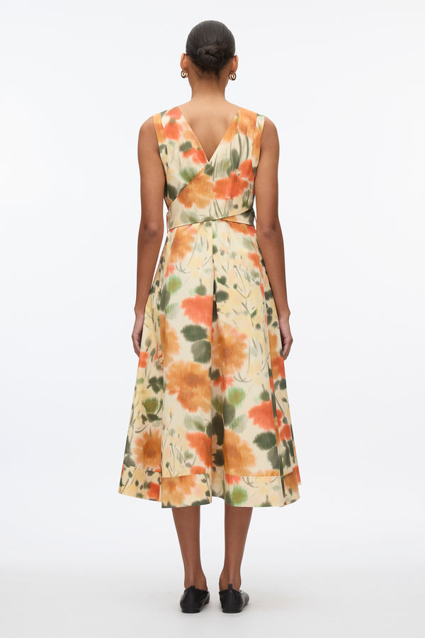 3.1 Phillip Lim Blurred Marigold Belted Midi Dress MARIGOLD MULTI