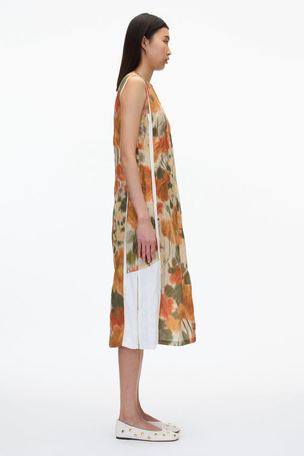 3.1 Phillip Lim Blurred Marigold Slip Dress W Satin Combo MARIGOLD MULTI
