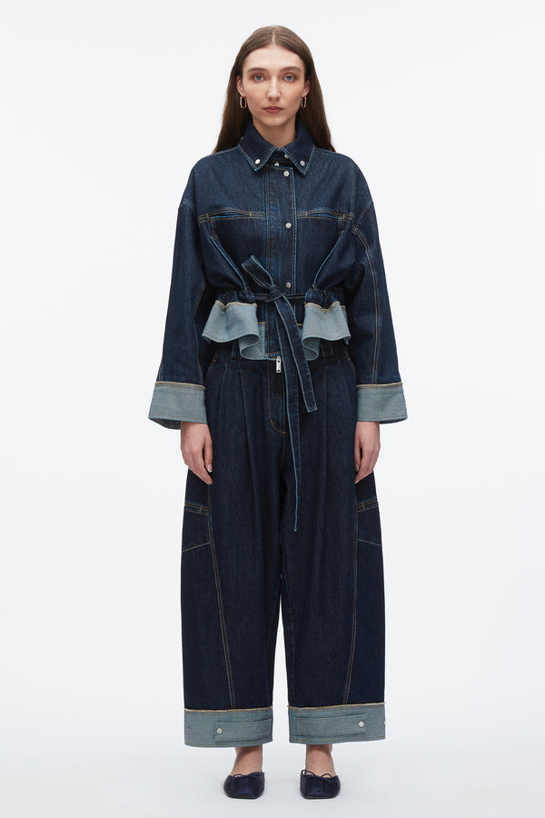 3.1 Phillip Lim Boxy Denim Jacket With Ties DARK INDIGO