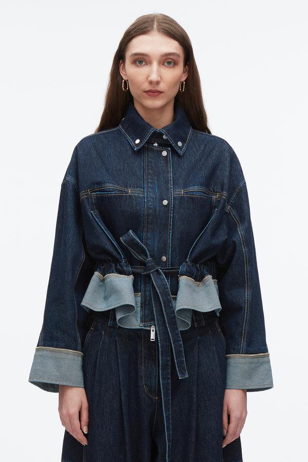 3.1 Phillip Lim Boxy Denim Jacket With Ties DARK INDIGO
