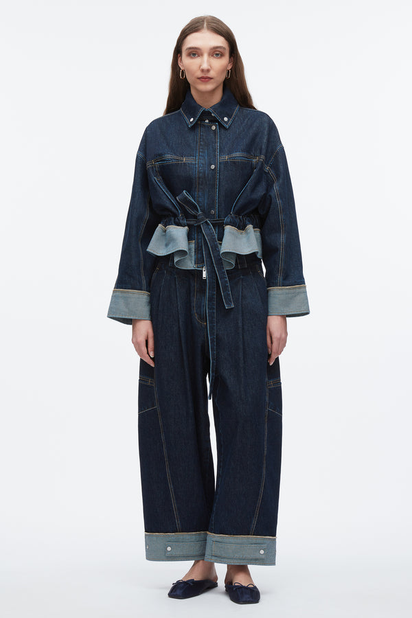 3.1 phillip lim Boxy Denim Jacket with Ties DARK INDIGO