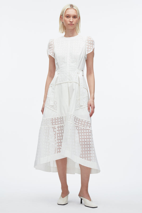 3.1 phillip lim Broderie Anglaise Tulip Dress WHITE