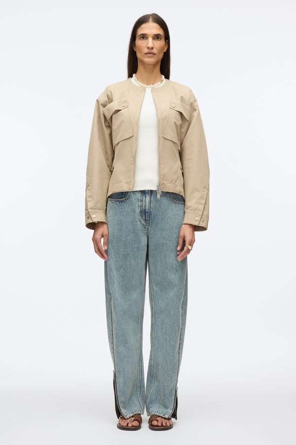 3.1 Phillip Lim Cargo Jacket With Flounce Hem KHAKI