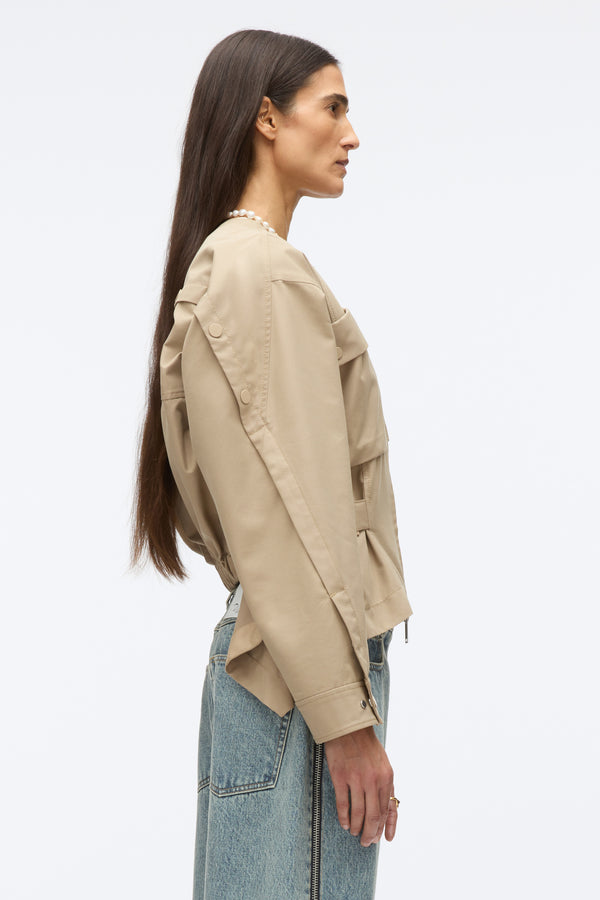 3.1 Phillip Lim Cargo Jacket With Flounce Hem KHAKI