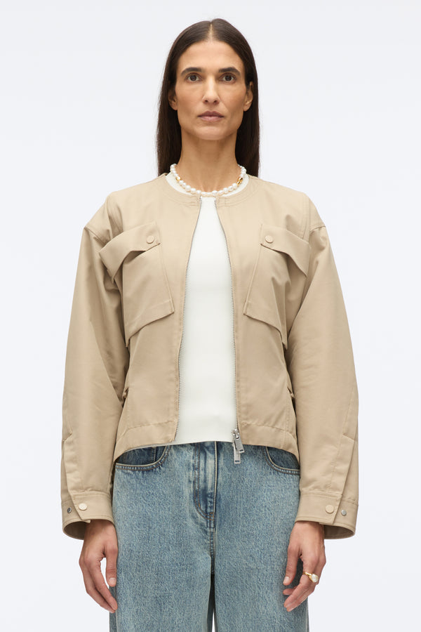 3.1 Phillip Lim Cargo Jacket With Flounce Hem KHAKI