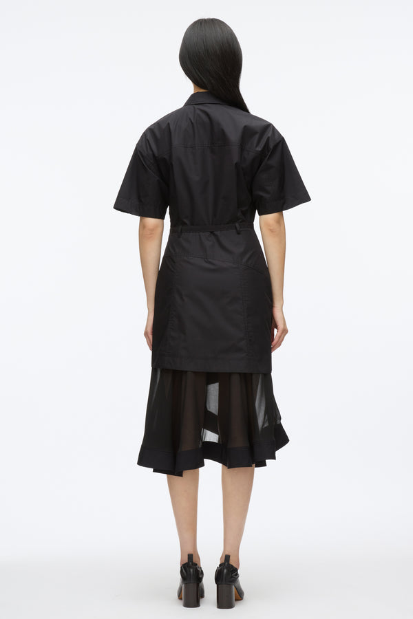 3.1 Phillip Lim Cascade Hem Shirt Dress With Lace BLACK