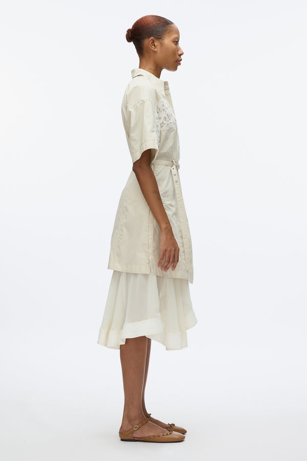3.1 Phillip Lim Cascade Hem Shirt Dress With Lace STONE
