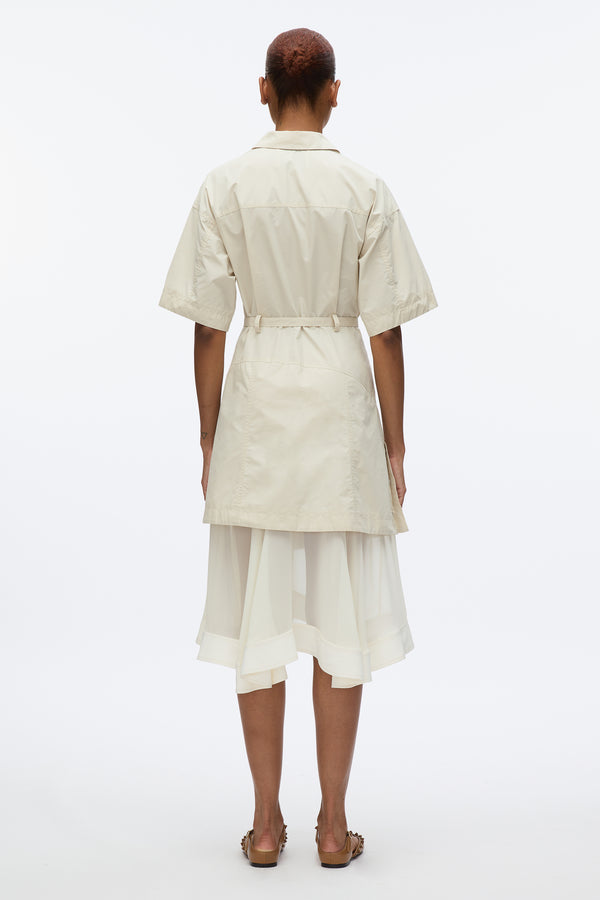 3.1 Phillip Lim Cascade Hem Shirt Dress With Lace STONE