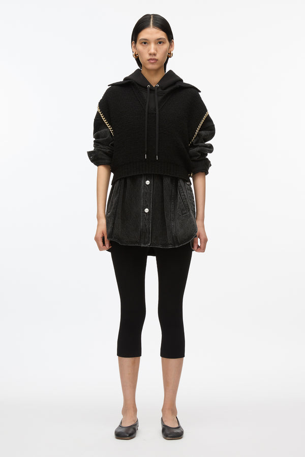 3.1 Phillip Lim Chainlink Bouclé Cropped Polo BLACK