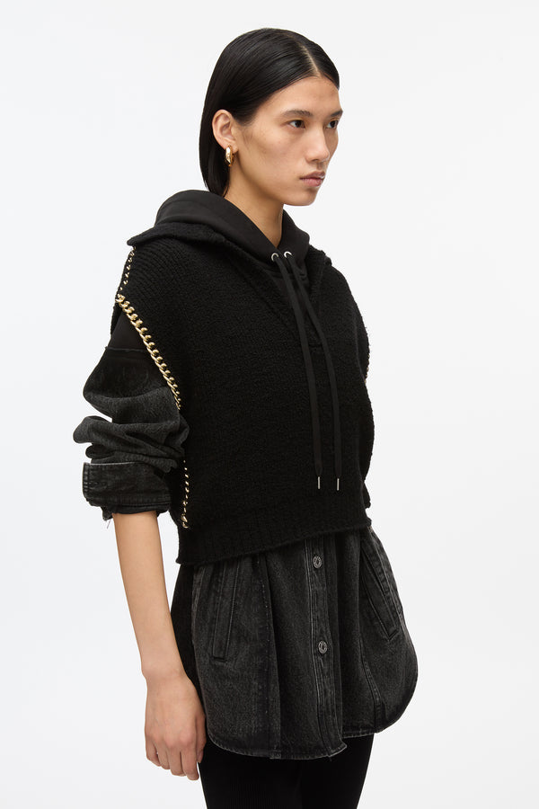 3.1 Phillip Lim Chainlink Bouclé Cropped Polo BLACK