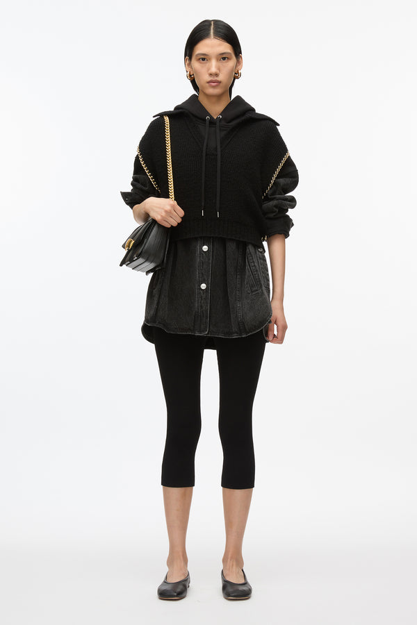 3.1 phillip lim Chainlink Bouclé Cropped Polo BLACK