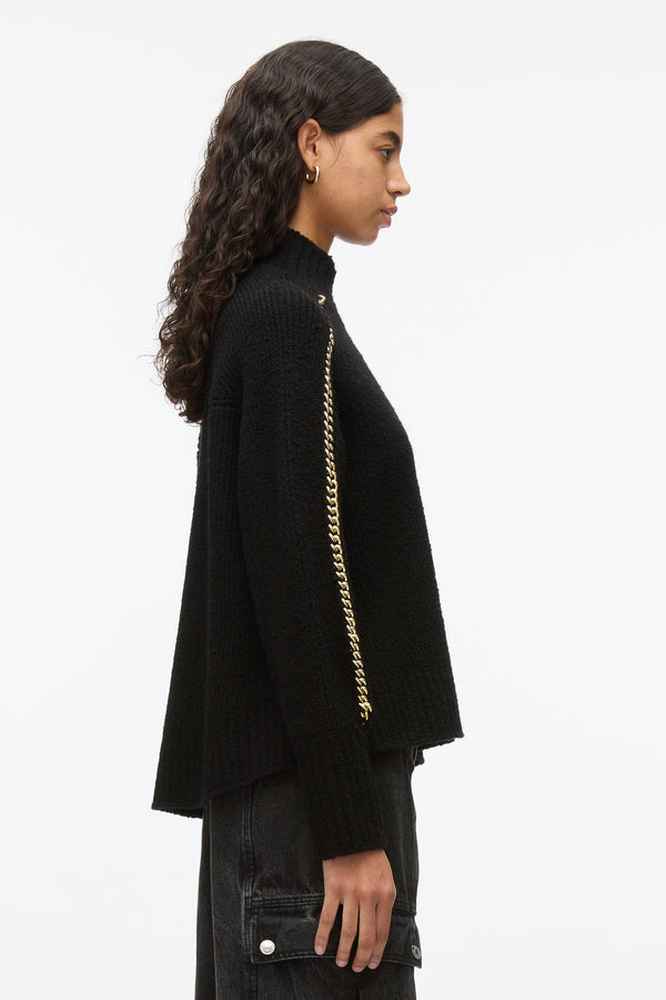 3.1 Phillip Lim Chainlink Bouclé Turtleneck Pullover BLACK