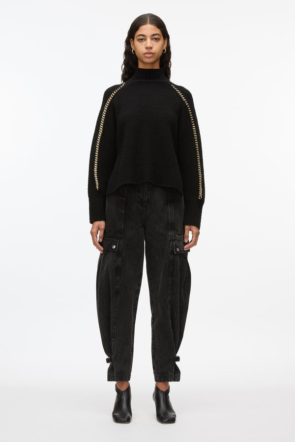 3.1 Phillip Lim Chainlink Bouclé Turtleneck Pullover BLACK