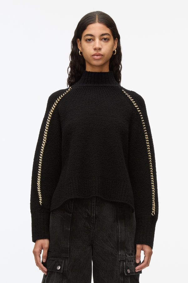 3.1 Phillip Lim Chainlink Bouclé Turtleneck Pullover BLACK