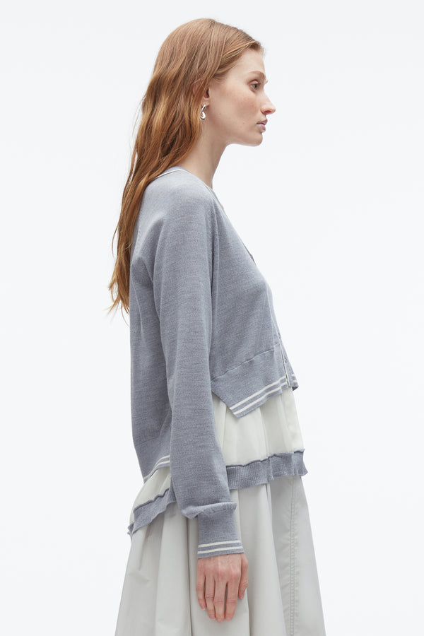 3.1 Phillip Lim Chiffon Hem Boxy Cardigan GREY MELANGE