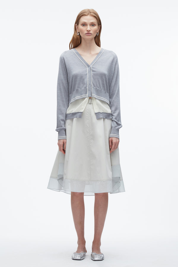 3.1 Phillip Lim Chiffon Hem Boxy Cardigan GREY MELANGE