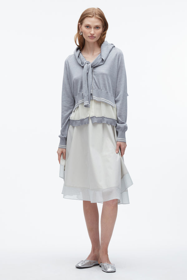 3.1 phillip lim Chiffon Hem Boxy Cardigan GREY MELANGE