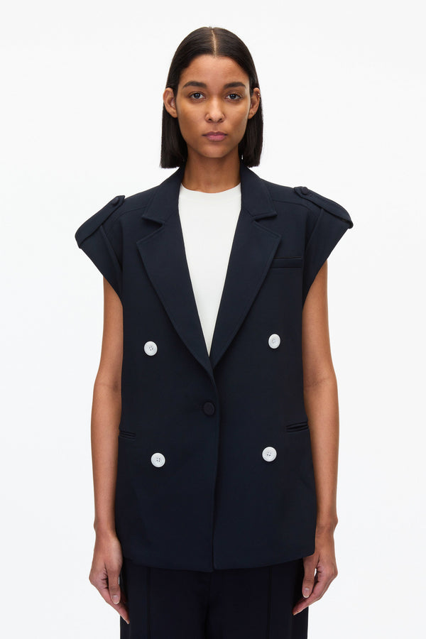 3.1 Phillip Lim Cocoon Tailored Vest With Rolled Sleeve MIDNIGHT