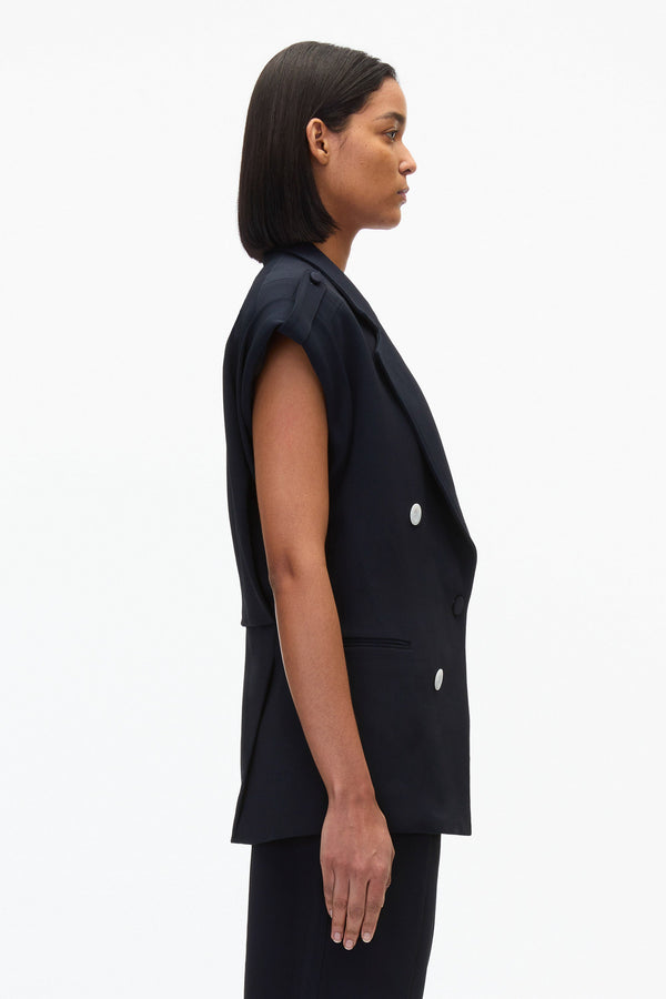 3.1 Phillip Lim Cocoon Tailored Vest With Rolled Sleeve MIDNIGHT