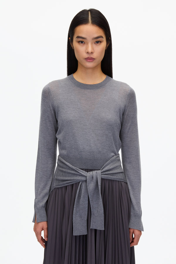 3.1 Phillip Lim Combo Pleated Dress With Tie Waist DARK MELANGE GREY
