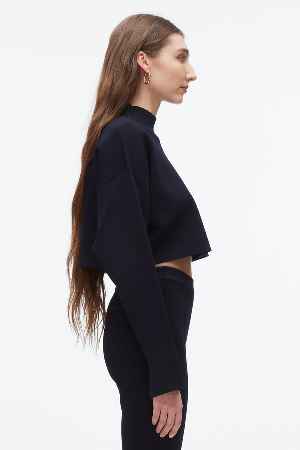 3.1 Phillip Lim Compact Rib Cropped Turtle Neck MIDNIGHT