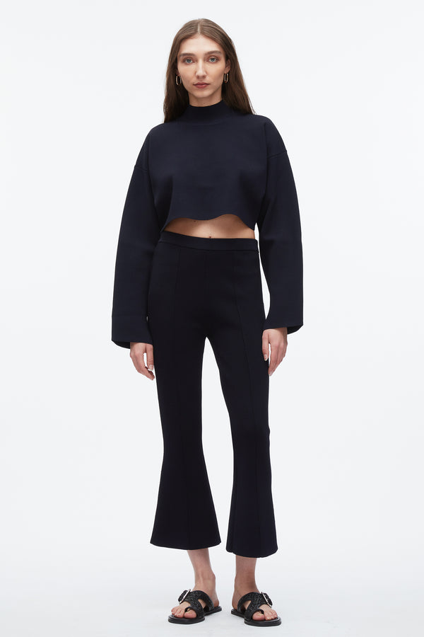 3.1 Phillip Lim Compact Rib Cropped Turtle Neck MIDNIGHT