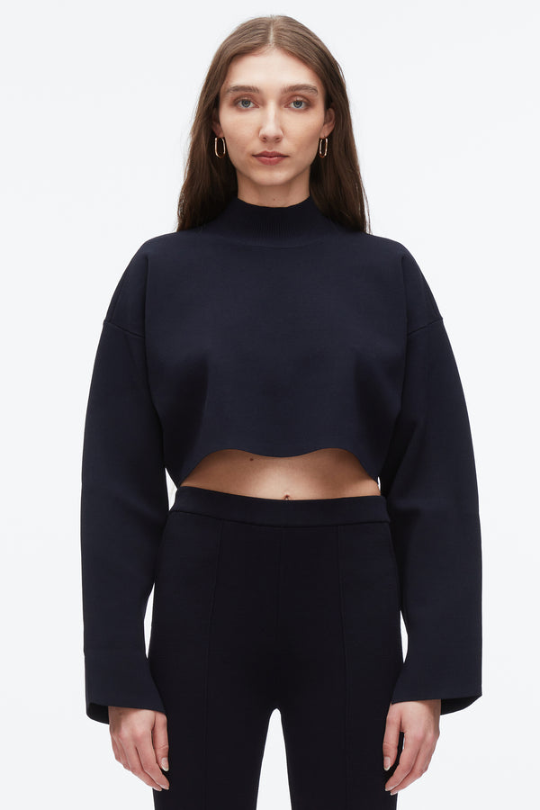 3.1 Phillip Lim Compact Rib Cropped Turtle Neck MIDNIGHT