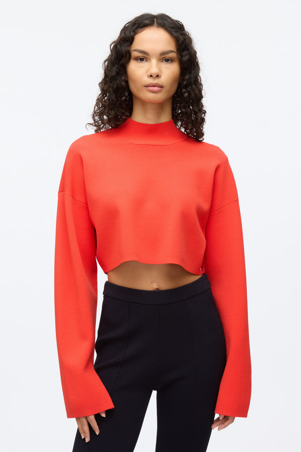 3.1 Phillip Lim Compact Rib Cropped Turtle Neck POPPY