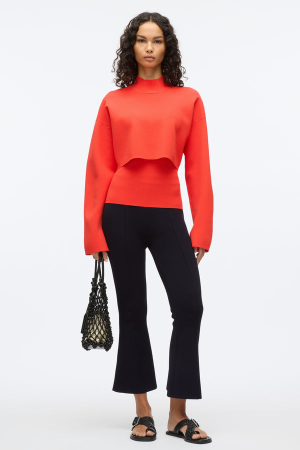 3.1 phillip lim Compact Rib Cropped Turtle Neck POPPY