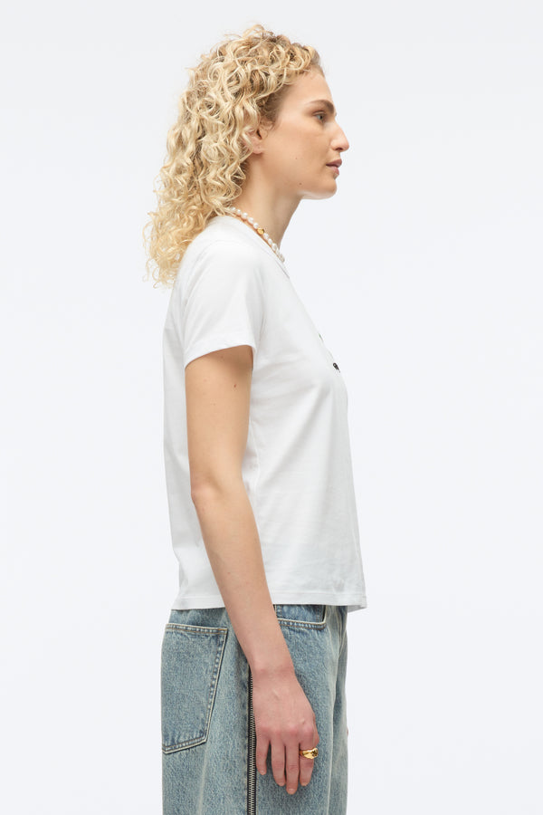 3.1 Phillip Lim Cropped Tee With Bouquet Embroidery WHITE MULTI