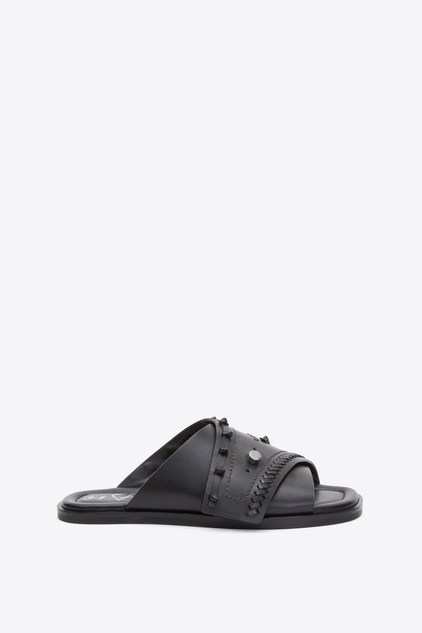 3.1 phillip lim Crossover Slide Sandal with Leather Craft BLACK