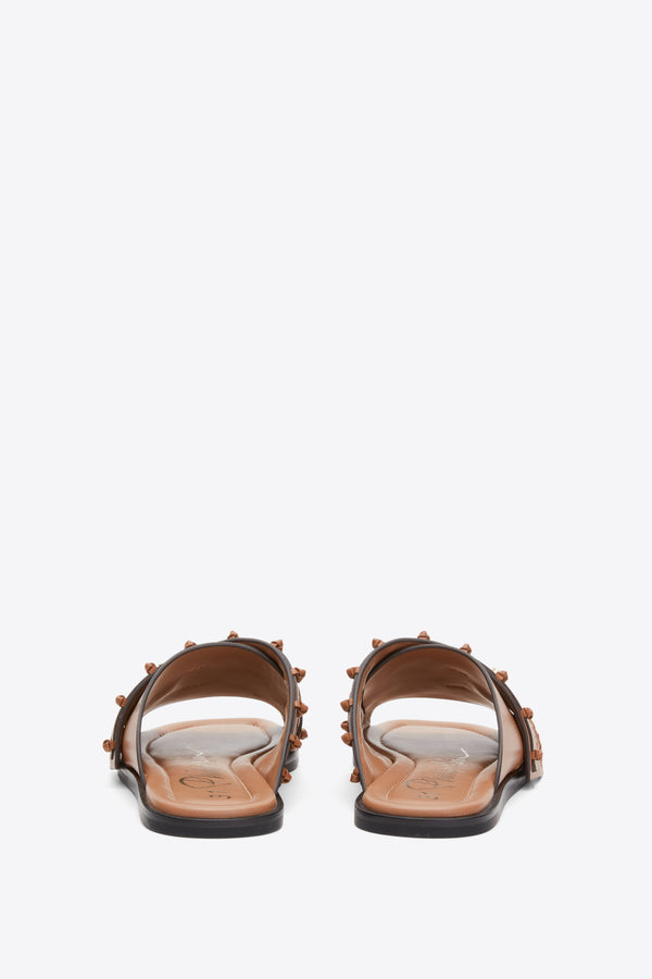 3.1 Phillip Lim Crossover Slide Sandal With Leather Craft CAMEL