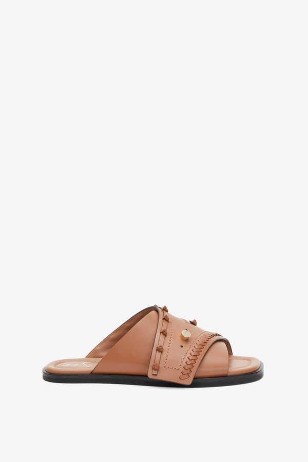 3.1 phillip lim Crossover Slide Sandal with Leather Craft CAMEL