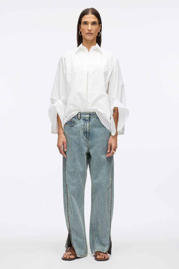 3.1 Phillip Lim Curve Denim Pant With Zippers WASHED INDIGO