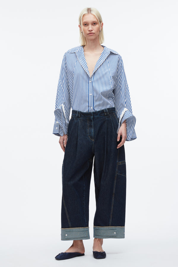 3.1 phillip lim Curved Wide Leg Cropped Jean DARK INDIGO