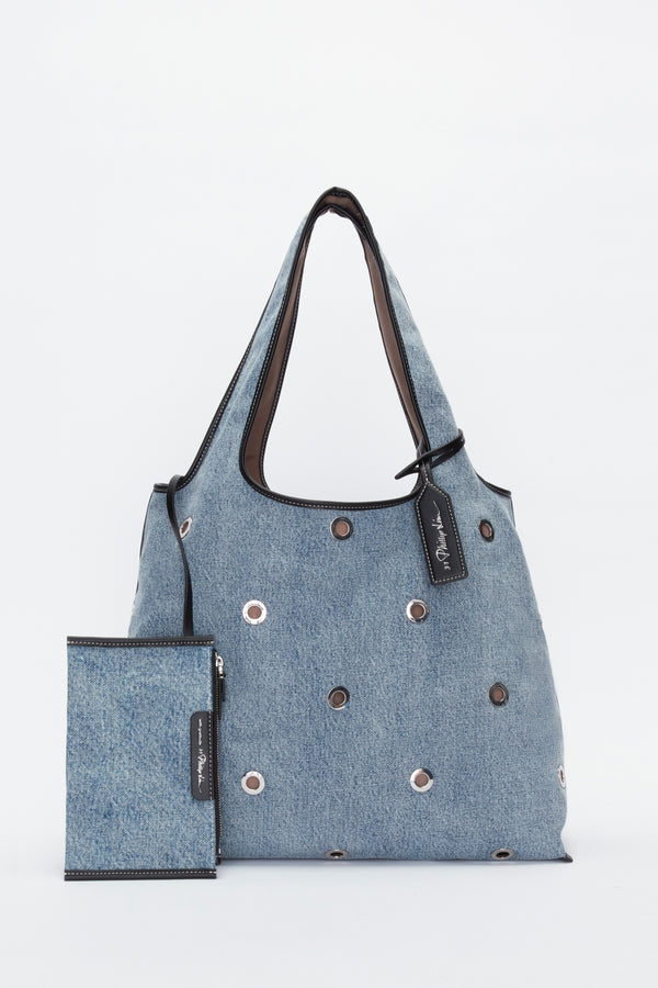 3.1 phillip lim Denim Market Tote with Grommets WASHED INDIGO