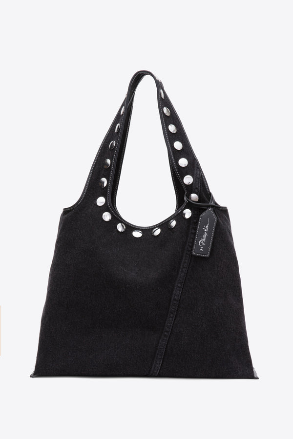 3.1 Phillip Lim Denim Market Tote With Studs WASHED BLK