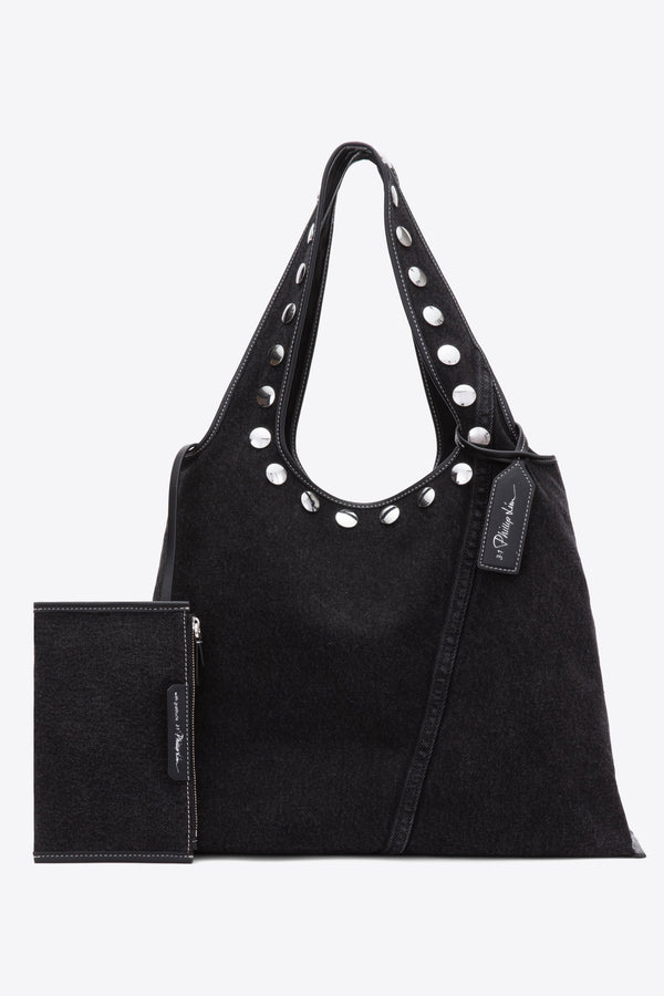 3.1 phillip lim Denim Market Tote with Studs WASHED BLK