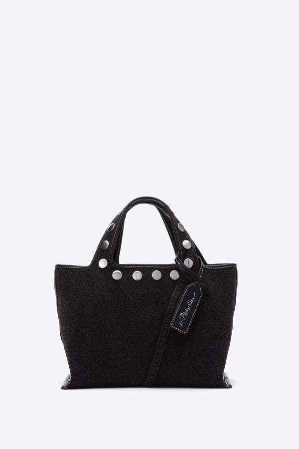 3.1 phillip lim Denim Mini Market Tote with Studs WASHED BLK