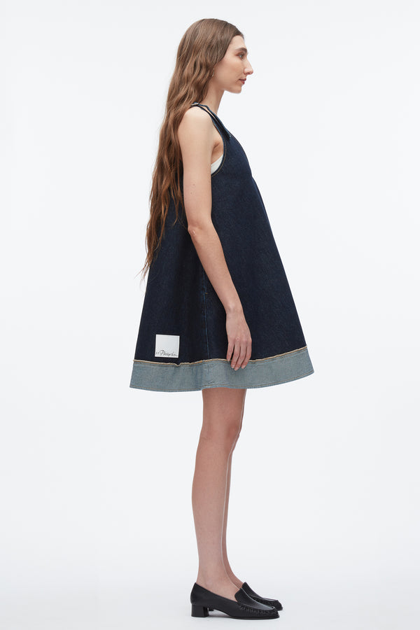 3.1 Phillip Lim Denim Trapeze Mini Dress DARK INDIGO
