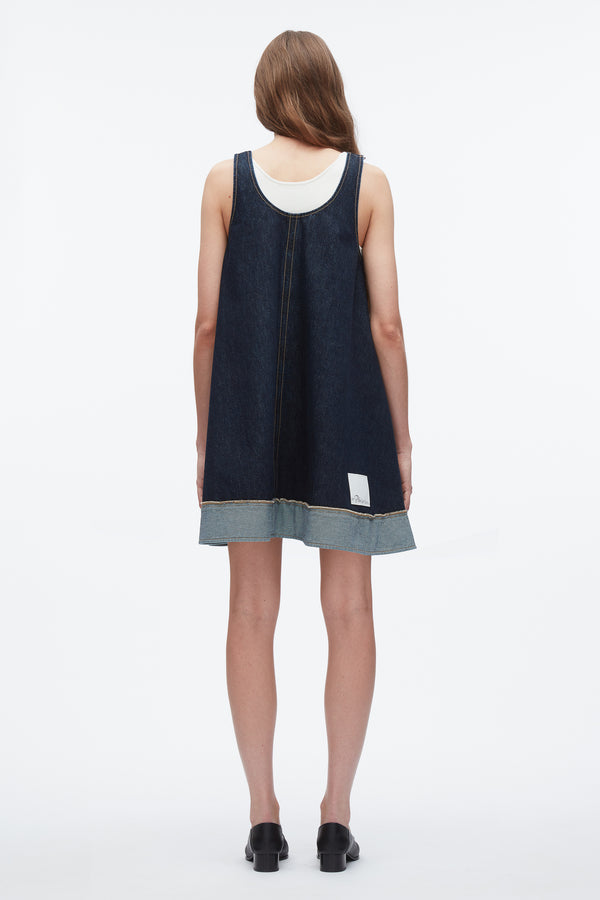 3.1 Phillip Lim Denim Trapeze Mini Dress DARK INDIGO