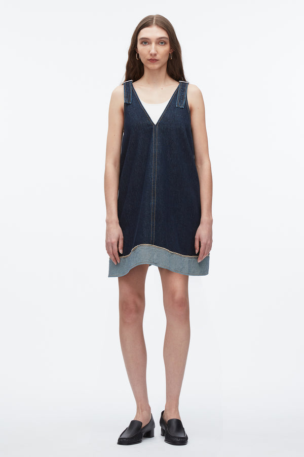 3.1 phillip lim Denim Trapeze Mini Dress DARK INDIGO